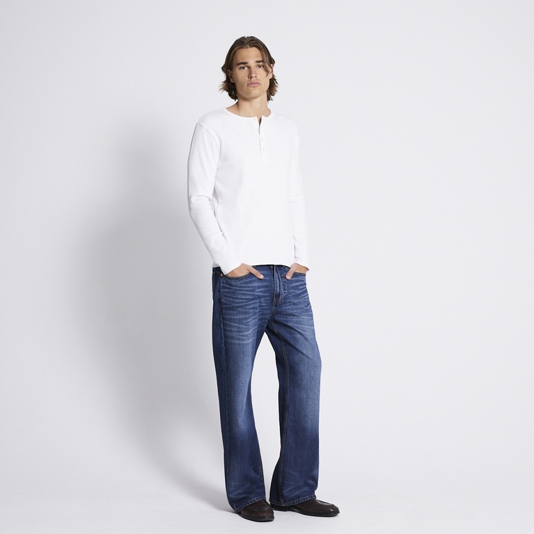 Rib knit long sleeve tee "Zane" White